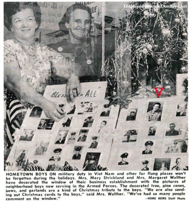 1966 - Mrs. Mary Strickland (later Smith) and Mrs. Margaret Walther at Catalina Cleaners honoring Hialeah boys in the military