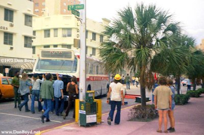 1972 - protesting hippies trying to disable a bus to disrupt traffic on Collins Avenue