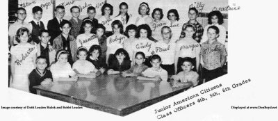 1963 - closeup of DuPuis Junior American Citizens Class Officers from 4th, 5th and 6th grades