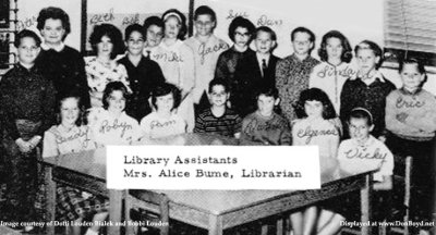 1963 - closeup of the DuPuis Elementary Library Assistants