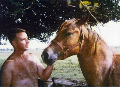 Roberta's husband Lewis with Apache in 1988