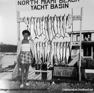 1953 - Michael Kandrashoff's mom Stella after a great day of fishing onboard the Lone Ranger II out of North Miami Beach