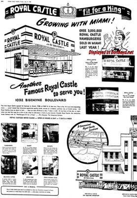1948 - ad for a new Royal Castle at 1032 Biscayne Boulevard, Miami