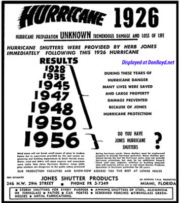 1956 - ad for Jones Shutter Products hurricane shutters