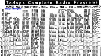 1955 - guide to local Miami area radio stations
