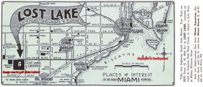 1930's - a map for the Lost Lake Caverns tourist attraction in Miami