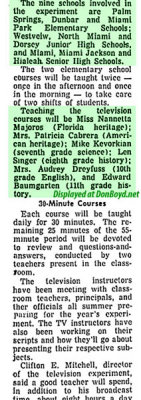 1957 - news article about Karens Aunt Nan, one of the first TV teachers in Miami