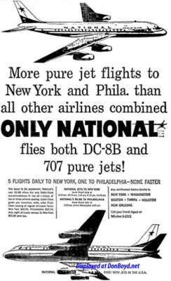 1960 - ad for National Airlines B707 and DC-8B service from Miami
