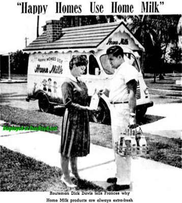 1962 - Frances Wodzinski, bride-to-be, with Home Milk delivery man Dick Davis