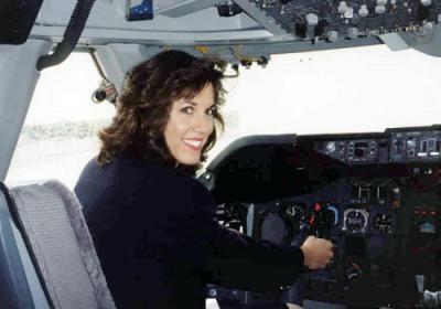 1996 - Marie Clark-Vincent in Captain's seat of Varig DC10-30 at MIA