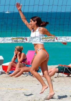 Beauty and volleyball on the beach