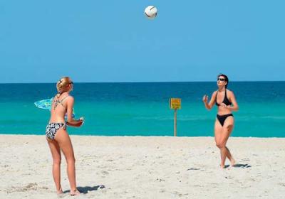 Beauties and volleyball on the beach