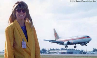 March 1992 - Brenda Reiter Goto and Continental B737 landing at Miami International Airport