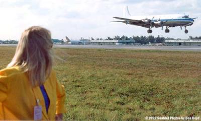 March 1992 - Brenda Reiter Goto and cargo DC-6 landing at Miami International Airport