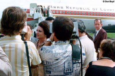 1975 - Mrs. Jehan Sadat, wife of Egyptian President Anwar Sadat, at Miami International Airport