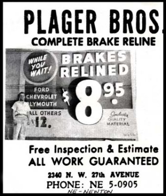 Early 1960's - Plager Brothers advertisement with their NEwton phone number