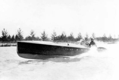 1920 - Carl Fisher in his speedboat We-We