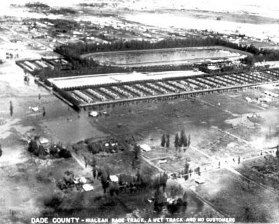 1947 - Hialeah Race Track during the Flood of 1947 caused by Hurricane VI