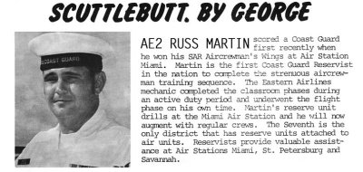 1974 - Coastline magazine article about AE2 Russ Martin, USCGR