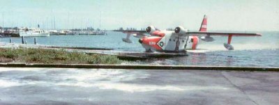 1963 - USCG HU-16 Albatross #CG-1315 taxiing up the ramp at Coast Guard Air Station Miami, Dinner Key