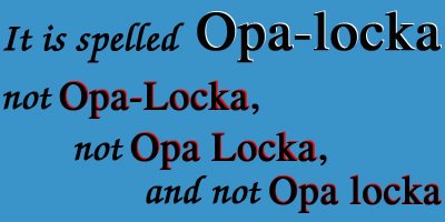 It is spelled Opa-locka, not Opa-Locka, not Opa Locka and not Opa locka