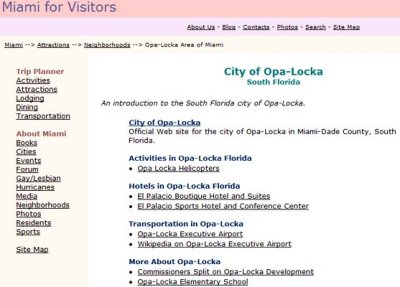 Miami for Visitors has it wrong as Opa-Locka repeatedly