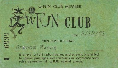1961 - WFUN Club 790 AM card