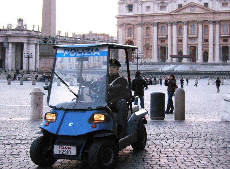 Police patrol on St. Peters Square