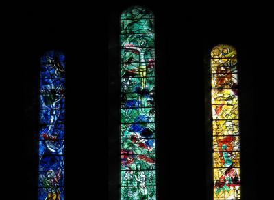 Stained glass windows by Chagall in the Fraumuenster