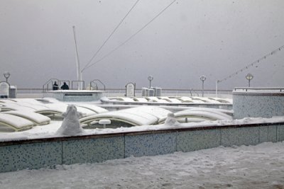 Snowstorm off Antartica...the Cruise Liner's Viewing Deck!