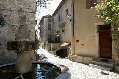 Fountain and Cobbled Street, Vaison la Romaine
