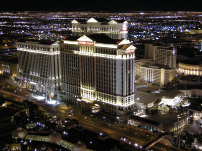Caesars Palace, Las Vegas -- photographed from Paris Las Vegas's Eiffel Tower