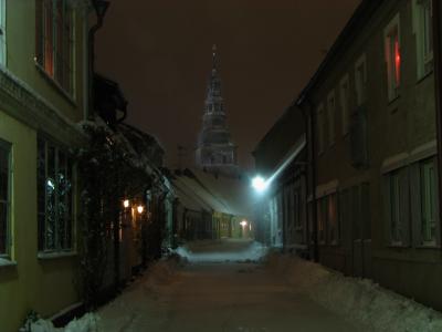 Lilla Västergatan en vinterkväll