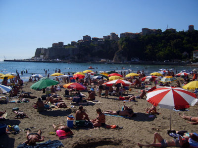 beach and old town in background - ulcinj