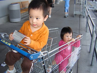 坐在Ikea購物車上