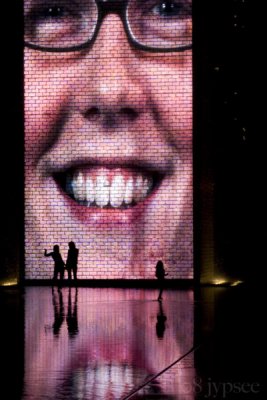 the crown fountain on a summer evening