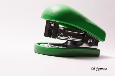 green stapler