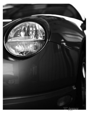 thunderbird headlight in black and white