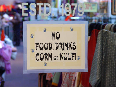 Basically, no eating or drinking in the store!