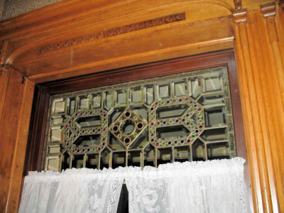 Stained glass window in dining room