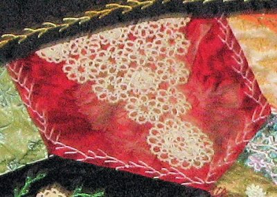 Lace on Red Fabric detail