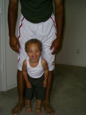 Me and Daddy showing muscles
