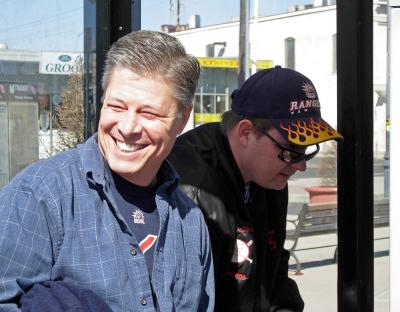 Jim and Steve Buying Train Tickets at Red Bank Station