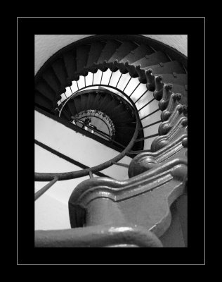 Cape Hatteras Lighthouse Staircase BW.jpg