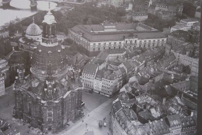 A prewar picture of Dresden on a Billboard
