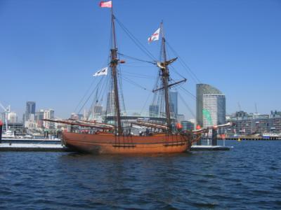 The replica of the Endavour at Docklands