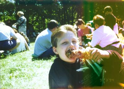 Ryan eats drumstick
