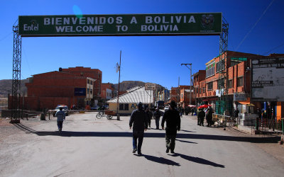 Entering Bolivia in Desaguadero