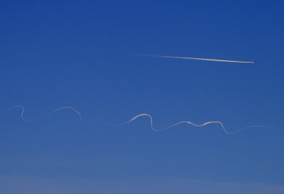 Sunset contrails