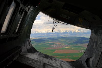 From the helicopter door